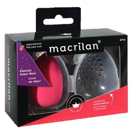 Macrilan - Esponja de Maquiagem e Suporte com Ventilação EP16 - Kit C/ 6 Unidades