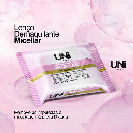 Uni Makeup - Lenço Demaquilante Micelar  - Kit C/ 6 Unid