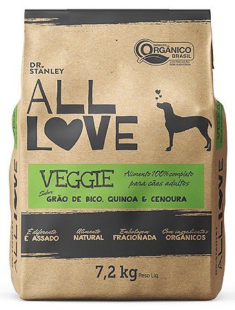 Ração Orgânica All Love para Cães Veggie 7,2 kg