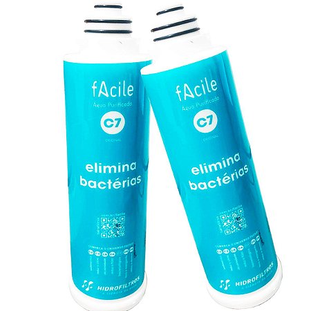 Kit 2 Refil Filtro Facile C7 Antibacteriano Purificador De Agua Hidrofiltros Elimina Bactérias