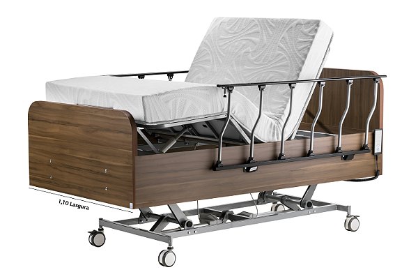 Cama Residencial Motorizada com Trendelemburg Turim 2068, Colchão Articulado, Grades Basculantes