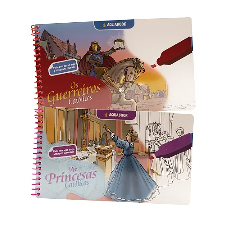 Combo Aquabooks Católicos: Guerreiros e Princesas (+2 Canetas de BRINDE para pintar com reservatório de água)