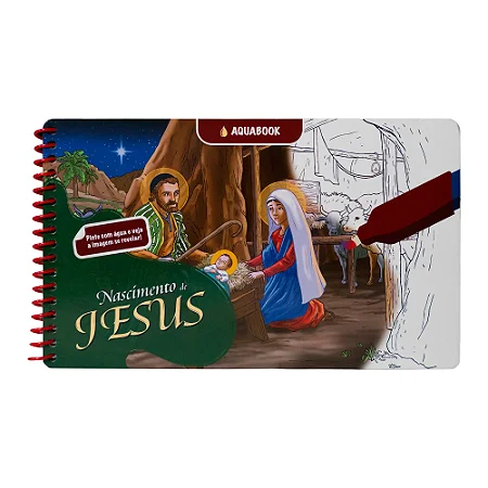 Aquabook: Nascimento do Menino Jesus + Caneta de BRINDE para pintar com reservatório de água