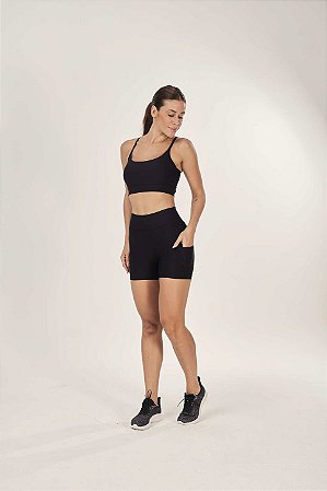 Shorts Fitness Poliamida com Bolso Oceano Feminino