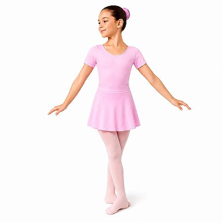 Kit Ballet Infantil Rosa – Collant Meia Manga, Saia e Acessórios