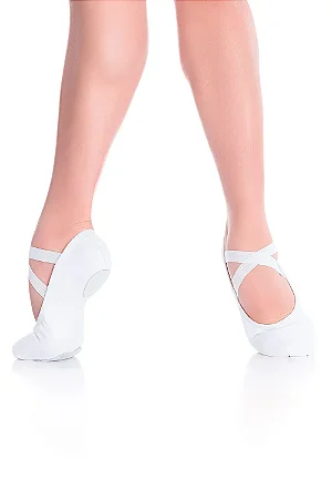 Sapatilha Meia Ponta Lona Stretch Branco Só Dança SD16
