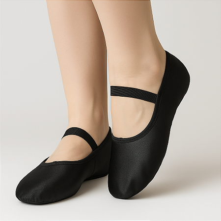 Sapatilha Ballet Meia Ponta Cetim Preta Evidence 022