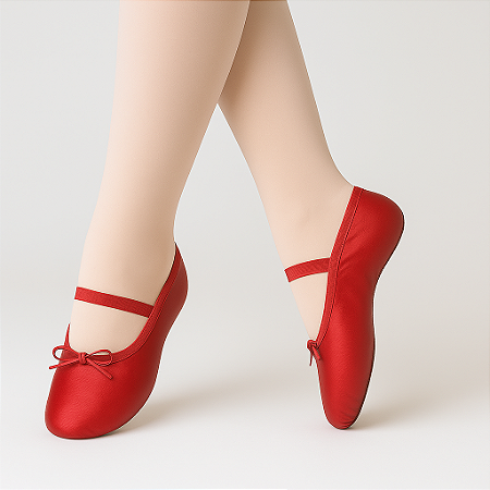 Sapatilha Ballet Meia Ponta Cetim Vermelha Evidence 022