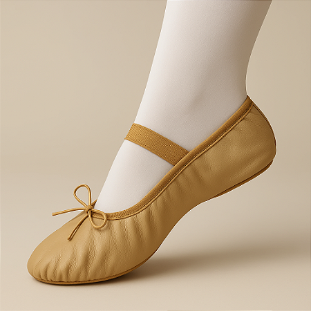 Sapatilha Ballet Meia Ponta Bege Korino Solado Inteiro
