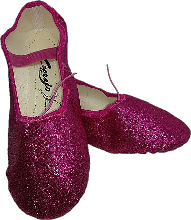 Sapatilha de Ballet Pink Meia Ponta em Korino com Glitter