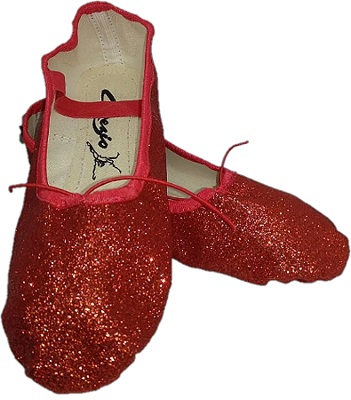 Sapatilha de Ballet Vermelha Meia Ponta em Korino com Glitter