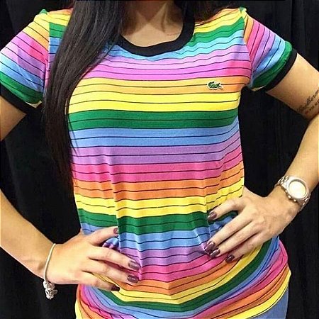Camiseta lacoste arco-íris feminina - Moda Store Outlet - Loja de roupas e  acessórios