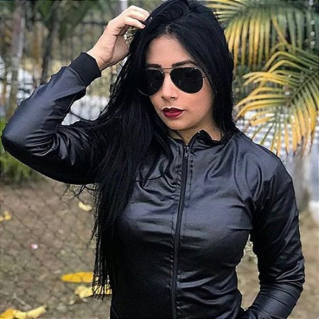 jaqueta preta feminina couro sintético