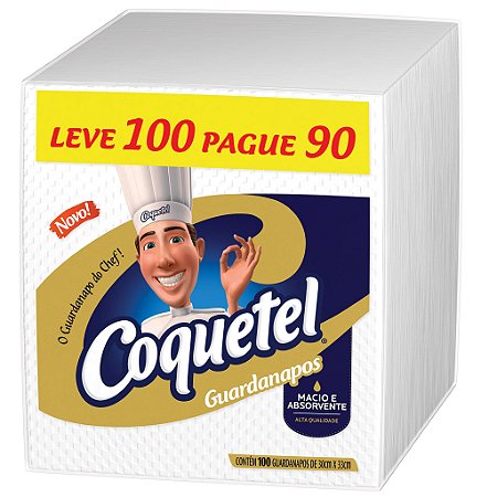 GUARDANAPO COQUETEL  30 X 33 CM - PCT LEVE 100 PAGUE 90 UNIDADES