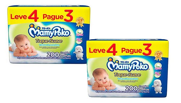 Kit 02 Lenço Umedecido MamyPoko Toque Suave - 400 Unidades