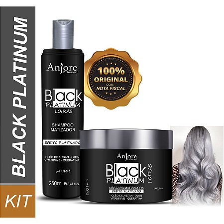 Kit Shampoo 250ml e Máscara Black Platinum 250g Anjore Loiros e Grisalhos