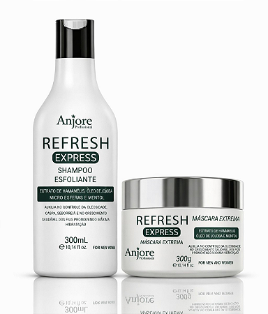 Kit Anti Queda Anti Oleosidade Anti Caspa Esfoliação Capilar Shampoo E Máscara Refresh 300gr Anjore
