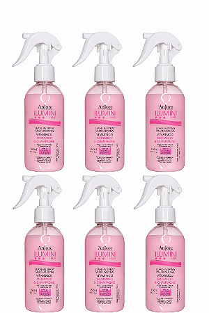 Kit Atacado 6 Leavein Spray Vitamínico Biotina Ilumini Morango & Champanhe Anjore 150ml Crescimento