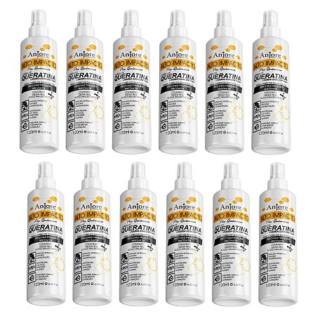 Kit Atacado 12 Queratina Líquida Alto Impacto Ácido Hialurônico Geleia Real e Colágeno 120ml Anjore