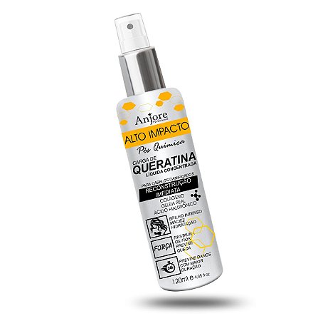 Carga de Queratina Líquida Alto Impacto Ácido Hialurônico Geleia Real e Colágeno 120ml Anjore