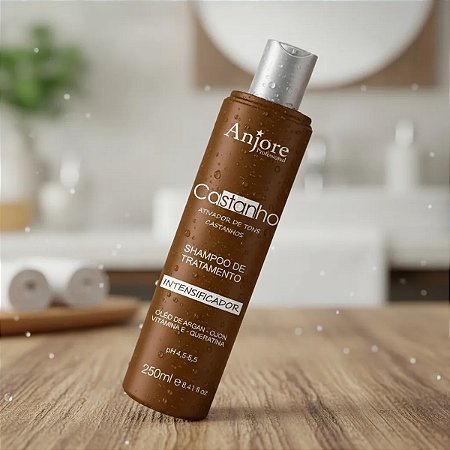 Shampoo Profissional Matizador Intensificador de Cor Castanho Anjore 250ml com Óleo de Argan e Ojon