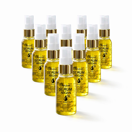 Kit Atacado 12 Óleo de Argan Serum Oil Anjore 45ml Reparação Intensa Brilho Ação Anti Frizz Imediata