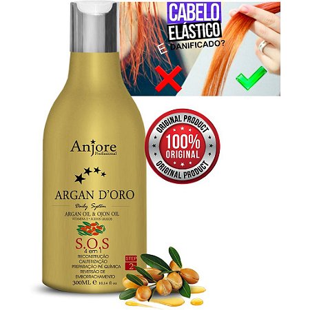 SOS Argan D'oro 4em1 Cauterização em Gel com Óleo de Argan e Ojon 300ml Anjore