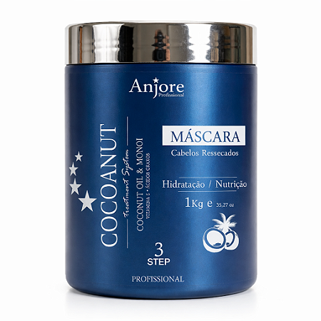Máscara Hidratante Cocoanut Anjore 1kg com Óleo de Coco e Óleo de Monoi