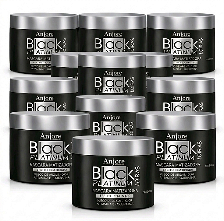 Kit Atacado 12 Máscara Black Platinum Matizador Platinador Loiros e Grisalhos 250gr Anjore