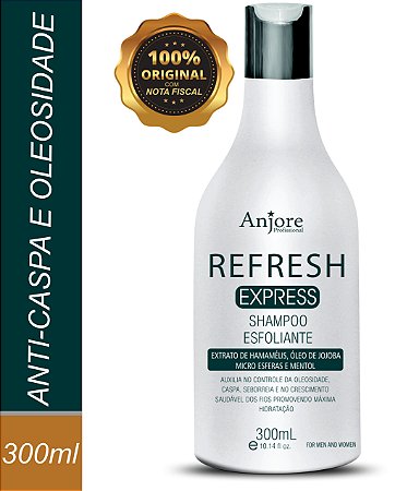 Shampoo Esfoliante Refresh Anjore 300ML Controle Queda Caspa Seborreia Oleosidade Microesfera do Arroz