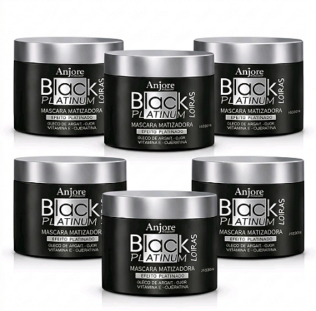 Kit Atacado 6 Máscara Black Platinum Matizador Platinador Loiros e Grisalhos com Vitamina E Anjore