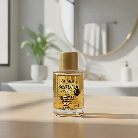 Óleo de Argan Serum Oil Anjore 7ml Ouro Marroquino Reparação Intensa Brilho Ação Anti Frizz Imediata