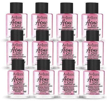 Kit Combo Atacado 12 Óleo De Açaí Blindagem e Restauração 7m Anjore Reparador de Pontas e Anti Frizz