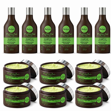 Kit Atacado Pistache Therapy 6 Shampoo e Máscara Efeito Teia Anjore Multibenefícios