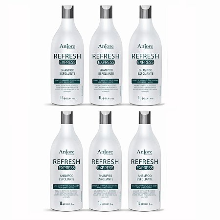 Kit Atacado 6 Shampoo Esfoliante Refresh Anjore 1lt Controle Queda Caspa Seborreia Oleosidade