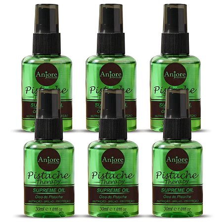 Kit Atacado 6 Óleo Pistache Therapy Supreme Oil Anjore Anti Frizz Pontas Duplas Nutrição Intensa