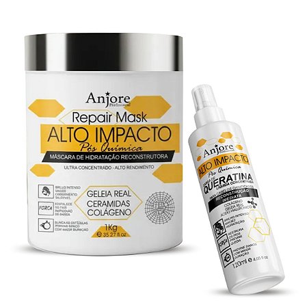Cronograma Capilar Reconstrução e Recuperação Imediata Máscara Teia e Queratina Alto Impacto Anjore
