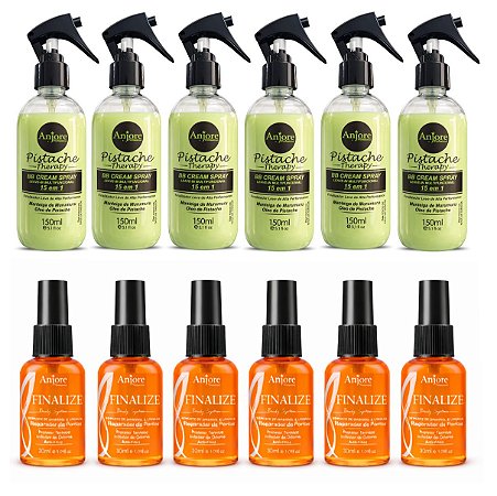 Kit Atacado 6 BB Cream Leavein Multifuncional 150ml 6 Óleo Reparador Pontas Finalize Oil 30ml Anjore