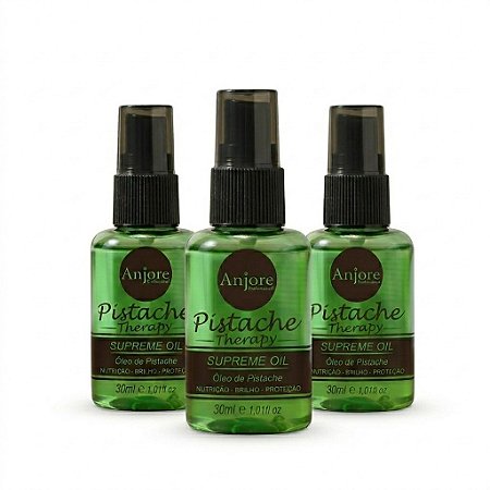 Kit 3 Óleo Reparador Pistache Therapy Supreme Oil 30m Anjore Anti Frizz Ponta Dupla Nutrição Intensa