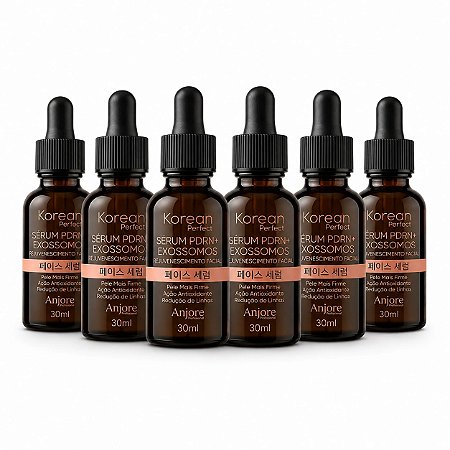 Kit Atacado 6 Sérum Facial PDRN e Exossomos Korean Perfect Anjore 30ml Firmeza Colágeno Linhas