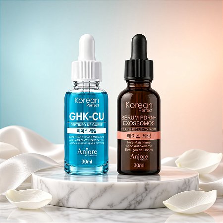 Kit Skincare Rejuvenescimento Facial Serum PDRN + GHK-Cu Peptídeo Cobre Anjore Linhas Firmeza e Colágeno