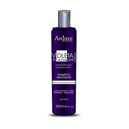 Shampoo Matizador Violeta Platinum 250ml Anjore Loiras Efeito Desamarelador