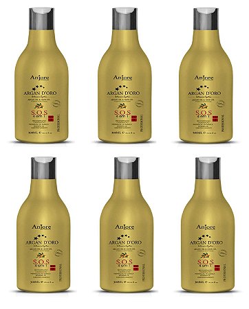 6 SOS 4em1 Argan D'oro 300ml Anjore Atacado Queratina Gel Reconstrução Cauterização Capilar