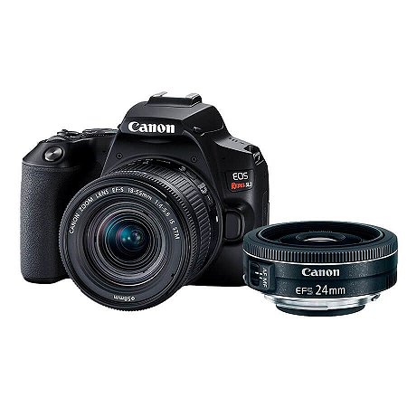 Kit Câmera Canon EOS SL3 com lentes EF-S 18-55mm f/4-5.6 IS STM e EF-S 24mm f/2.8 STM