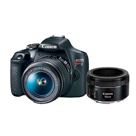 Kit Câmera Canon EOS T7+ com Lente EF-S 18-55mm e EF 50mm