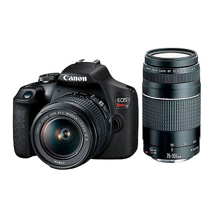 Kit Câmera Canon EOS T7+ com Lente EF-S 18-55mm e EF 75-300mm