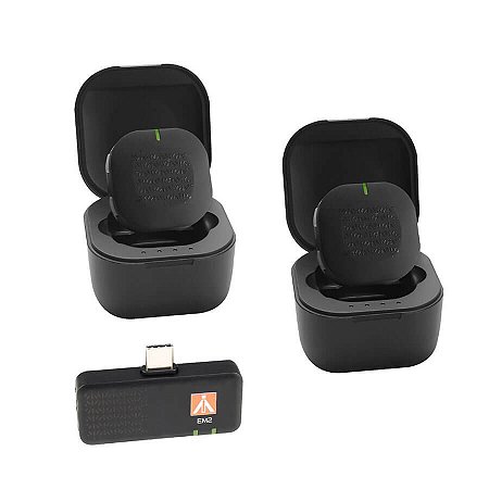 Microfone Duplo Sem Fio E-Image EM-2 USB-C