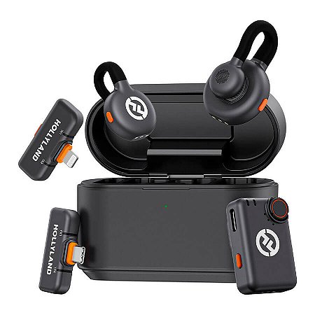 Microfone Duplo Sem Fio Hollyland LARK M2S Ultimate Combo 2.4Ghz