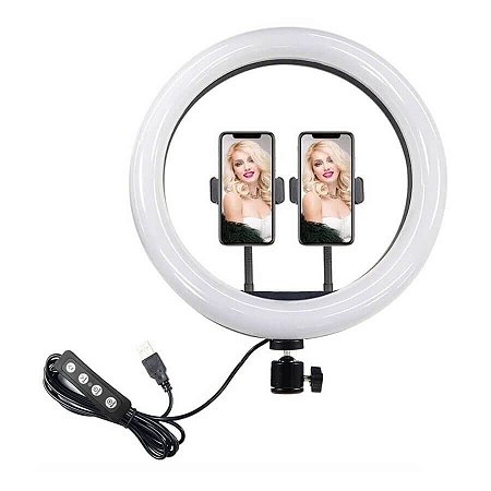 Iluminador Ring Light Greika CL-12 com 2 Suportes para Smartphone