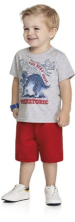 Conjunto em Meia Malha e Microfibra Dinossauros